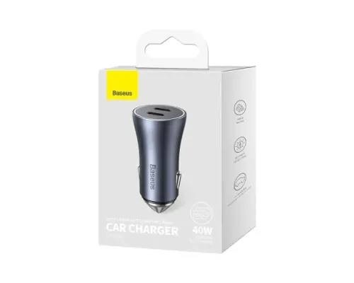 АЗП Baseus Golden Contactor Pro Dual Fast Charger Car Charger C+C 40W Dark Gray CGJP000013 mag-6932172608026152047