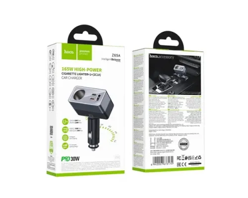 АЗП HOCO Z65A Smart cigarette lighter(PD45W/2C1A) car charger Black mag-6942007673174153955