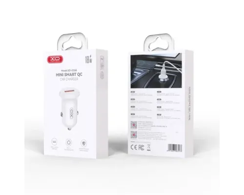 АЗП XO CC68 Mini Smart Single QC18W Car Charger Білий mag-6975837583177147324