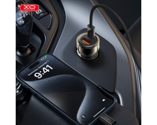 АЗП XO CC60 Smart Transparent Car Charger A30W+C30W/Simultaneous 60W Чорний mag-6920680854103141107