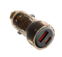 АЗП XO CC60 Smart Transparent Car Charger A30W+C30W/Simultaneous 60W Чорний mag-6920680854103141107