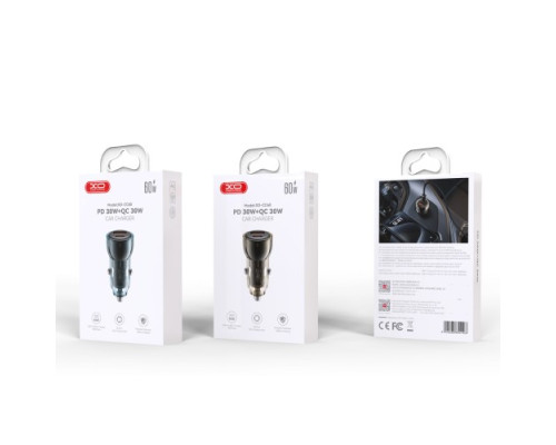 АЗП XO CC60 Smart Transparent Car Charger A30W+C30W/Simultaneous 60W Чорний mag-6920680854103141107