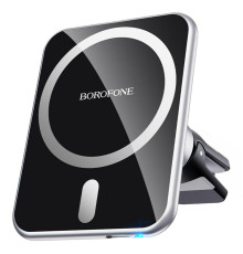 Тримач для мобiльного з БЗП BOROFONE BH43 Xperience magnetic wireless charging car holder Black+Silver