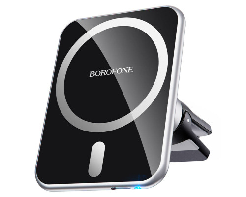 Тримач для мобiльного з БЗП BOROFONE BH43 Xperience magnetic wireless charging car holder Black+Silver