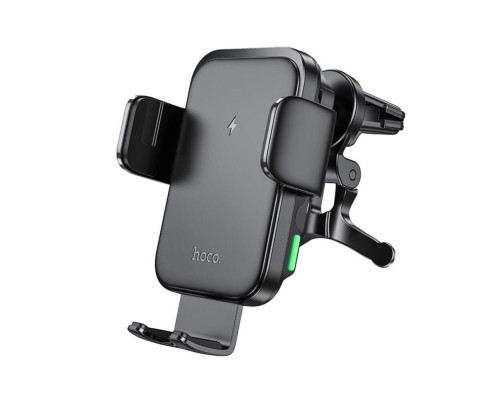 Тримач для мобільного з БЗП HOCO HW10 Jenny three-axis linkage wireless fast charging car holder(air outlet) Black