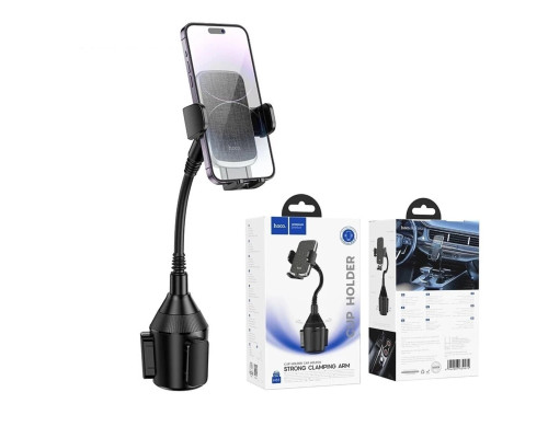 Автотримач для телефона HOCO H63 Utmost push-type car mount(cup holder) Black (6942007639972)