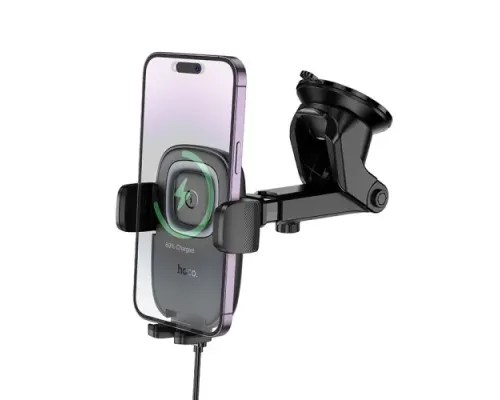 Бездротовий АЗП Hoco HW32 Crown push-type wireless charging car holder(center console) black metal mag-6942007646949152314