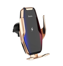 Тримач для мобільного з БЗП HOCO S14 Surpass automatic induction wireless charging car holder Gold