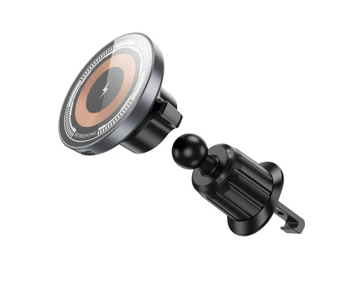 Тримач для мобiльного з БЗП BOROFONE BH211 Riley magnetic wireless fast charging car holder(air outlet) Black