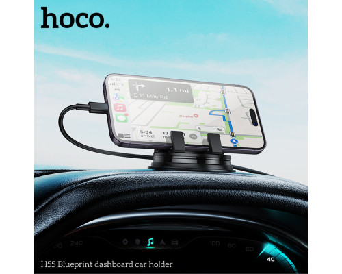 Тримач для мобільного HOCO H55 Blueprint dashboard car holder Black Gray (6942007634090)