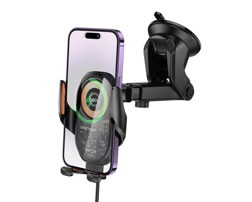 Автотримач для телефона з БЗП HOCO HOCO HW34 Blue whale 3-axis linkage wireless fast charging car holder(center console) (6942007652148)