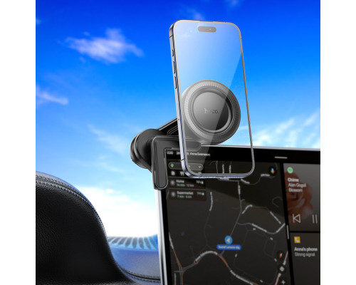 Автотримач для телефона HOCO H57 Show ring magnetic car holder(display) Black (6942007637572)