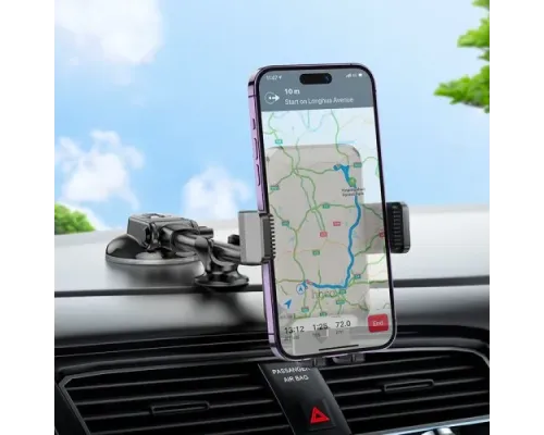 Автотримач Hoco H27 Rock push-type car holder(center console) black mag-6942007608923145082