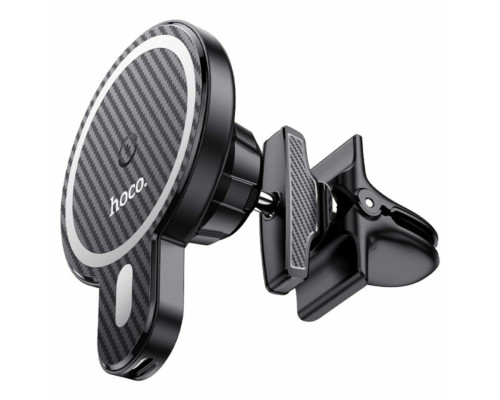 Тримач для мобiльного з БЗП HOCO CA85 Ultra-fast magnetic wireless charging car holder Black