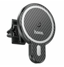 Тримач для мобiльного з БЗП HOCO CA85 Ultra-fast magnetic wireless charging car holder Black