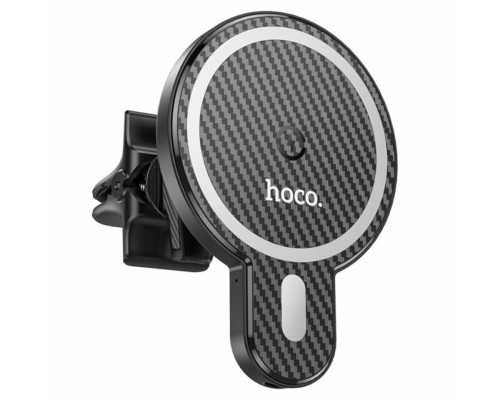 Тримач для мобiльного з БЗП HOCO CA85 Ultra-fast magnetic wireless charging car holder Black