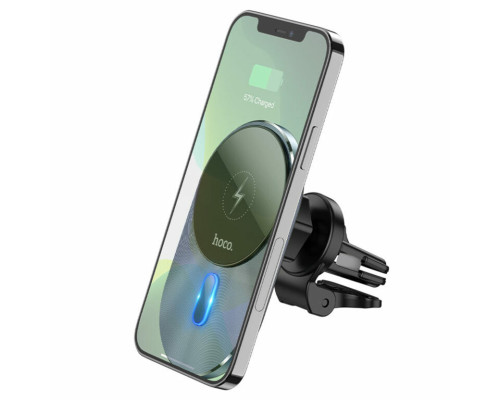 Тримач для мобiльного з БЗП HOCO CA91 Magic magnetic wireless fast charging car holder Gray