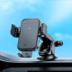 Тримач для мобільного з БЗП HOCO HW11 Jenny three-axis linkage wireless fast charging car holder(center console) Black