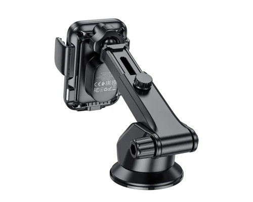 Тримач для мобільного з БЗП HOCO HW11 Jenny three-axis linkage wireless fast charging car holder(center console) Black