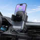 Тримач для мобiльного з БЗП HOCO HW13 Speed wireless fast charging car holder(air outlet) Black Metal Gray