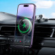 Тримач для мобiльного з БЗП HOCO HW26 Jacques metal magnetic wireless fast charging car holder Black metal gray