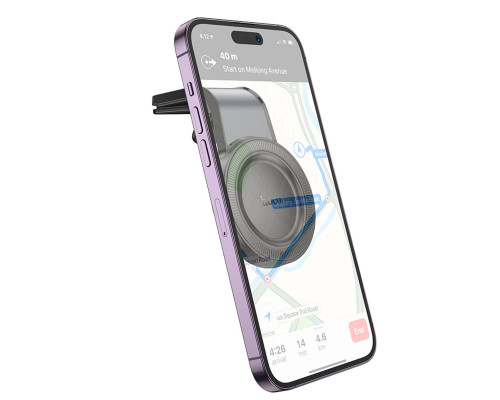 Автотримач для телефона HOCO H59 Show ring magnetic car holder (L air outlet) Black Metal Gray (6942007637596)