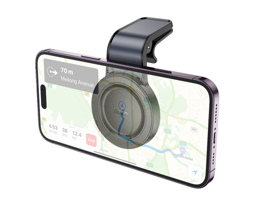 Автотримач для телефона HOCO H59 Show ring magnetic car holder (L air outlet) Black Metal Gray (6942007637596)