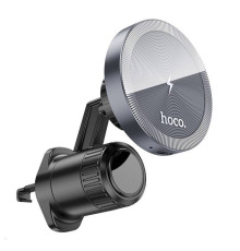 Тримач для мобільного з БЗП HOCO HW6 Vision metal magnetic wireless fast charging car holder(air outlet) Black