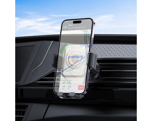 Тримач для мобiльного з БЗП BOROFONE BH209 Riley wireless fast charging car holder(air outlet) Black