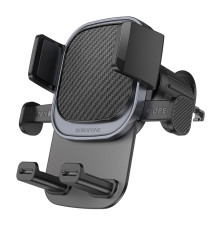 Автотримач для телефона BOROFONE BH120 Delightful one-button car holder (air outlet) Black Gray (6941991114786)