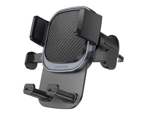 Автотримач для телефона BOROFONE BH120 Delightful one-button car holder (air outlet) Black Gray (6941991114786)