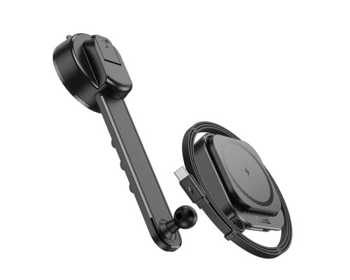 Автотримач для телефона HOCO HW29 Totem ring magnetic wireless fast charging car holder (center console) Black Metal Gray (6942007642163)