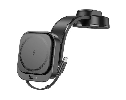 Автотримач для телефона HOCO HW29 Totem ring magnetic wireless fast charging car holder (center console) Black Metal Gray (6942007642163)