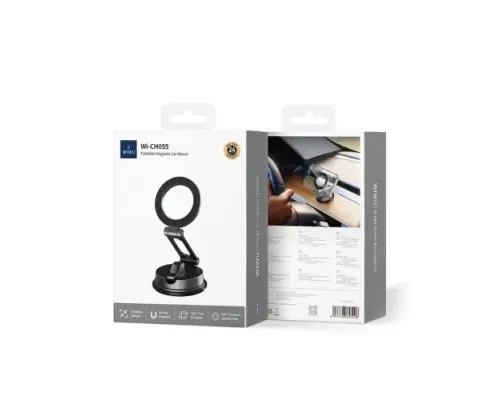 Тримач WiWU Wi-CH055 Foldable Magnetic Car Mount Black mag-6977703653298153600