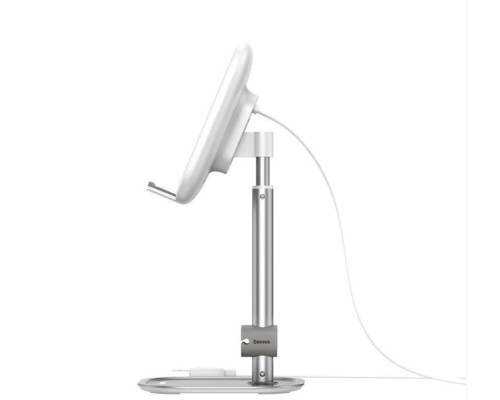 Тримач для мобiльного Baseus Literary Youth Desktop Bracket (Telescopic + Wireless Charging) Silver