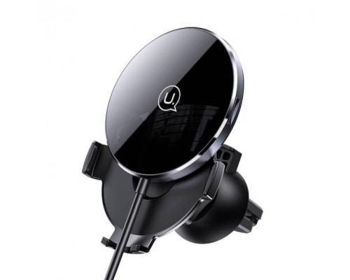 Тримач для мобільного з БЗП Usams US-CD164 Ultra-Slim Magnetic Car Wireless Charger 15W Black