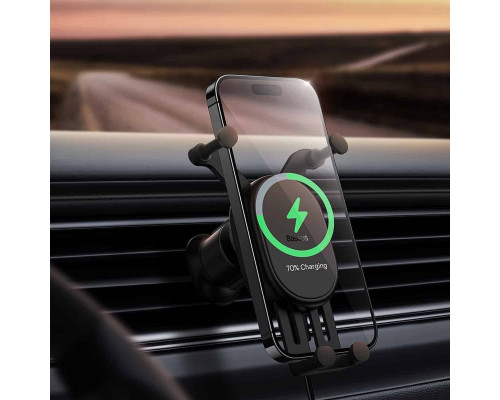 Тримач для мобiльного Baseus Stable Gravitational Wireless Charging Car Mount Pro 15W (Air Outlet Version) Black