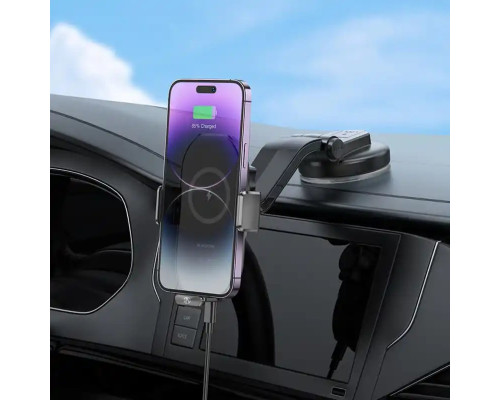 Тримач для мобільного з БЗП BOROFONE BH206 Rusher infrared wireless fast charging car holder(center console) Black