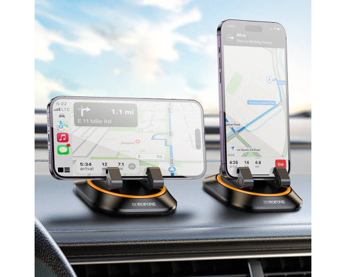 Тримач для мобільного BOROFONE BH116 Vicktory car holder for dashboard Black (6941991112997)