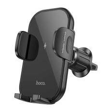 Тримач для мобiльного з БЗП HOCO HW4 Journey wireless fast charging car holder(air outlet) Black