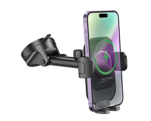 Тримач для мобiльного з БЗП BOROFONE BH203 Blue Charm wireless fast charging car holder(center console) (BH203)