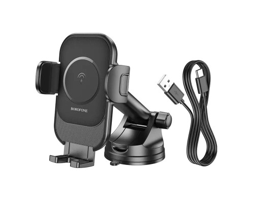 Тримач для мобiльного з БЗП BOROFONE BH203 Blue Charm wireless fast charging car holder(center console) (BH203)