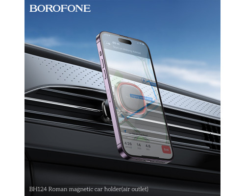 Автотримач для телефона BOROFONE BH124 Roman magnetic car holder (air outlet) Black and Red (6941991119545)