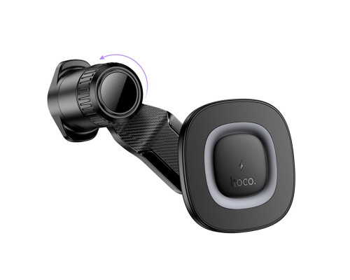Автотримач для телефона HOCO HW30 Crown magnetic wireless charging car holder (air outlet) Black Metal Gray (6942007646925)