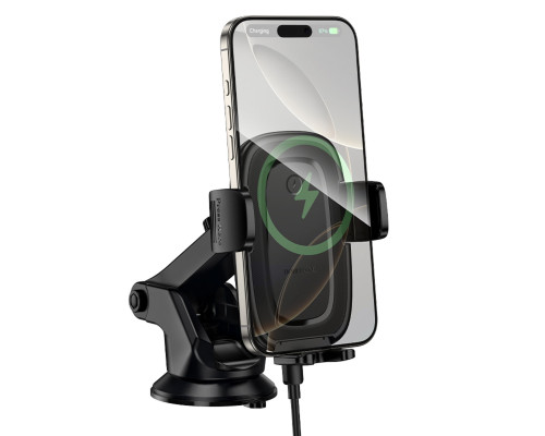Автотримач для телефона з БЗП BOROFONE BH223 Follower push-type wireless fast charging car holder(center console) (6941991121319)
