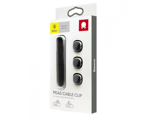 Тримач-затискач для кабелю магнітний Baseus Peas Cable Clip Black (ACWDJ-01)