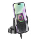 Тримач для мобільного з БЗП HOCO HW27 Traveler infrared RGB wireless fast charging car holder(center console) Black metal gray