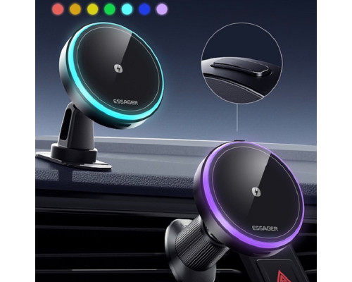 Автотримач для телефона ESSEGER element magnetic wireless charging car holder 15W black (EZJCFK-YS01-Z)