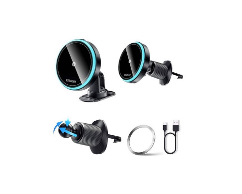 Автотримач для телефона ESSEGER element magnetic wireless charging car holder 15W black (EZJCFK-YS01-Z)