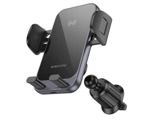 Тримач для мобільного BOROFONE BH220 Leader automatic induction wireless fast charging car holder(air outlet) Black Gray (6941991115288)